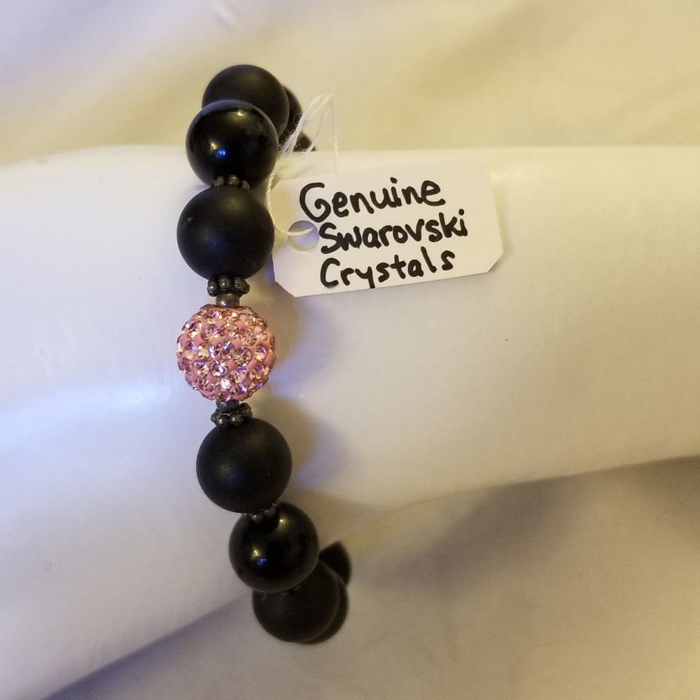 HANDMADE Bracelet Swarovski Black Pink
